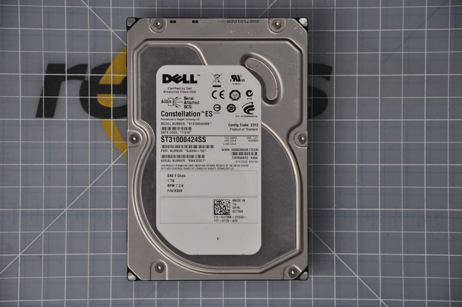DELL 1TB 7.2K SAS 3.5 6G HDD Seagate ST31000424SS Hard Disk Drive Grade B 0U738