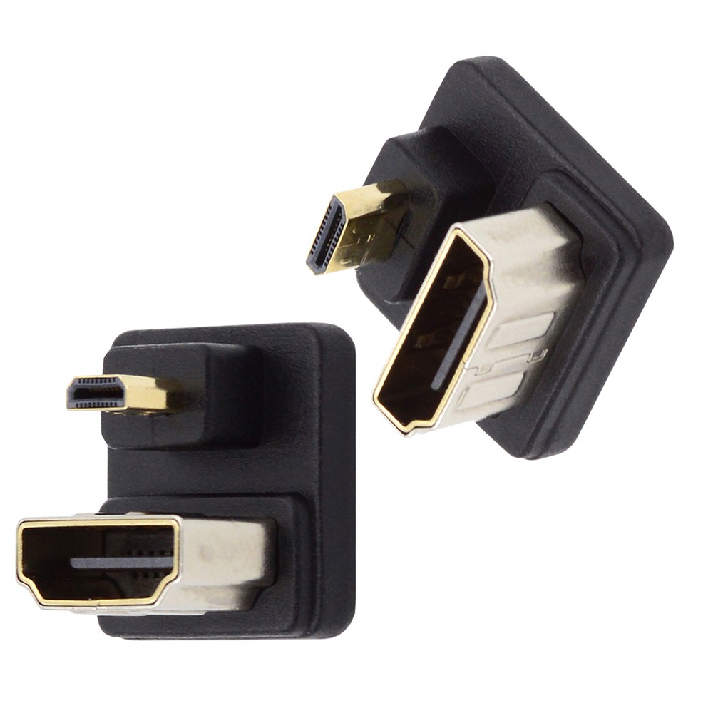 2pcs Micro HDMI 1.4 Type-D to HDMI Port Saver U Shape Back Angled Adapter