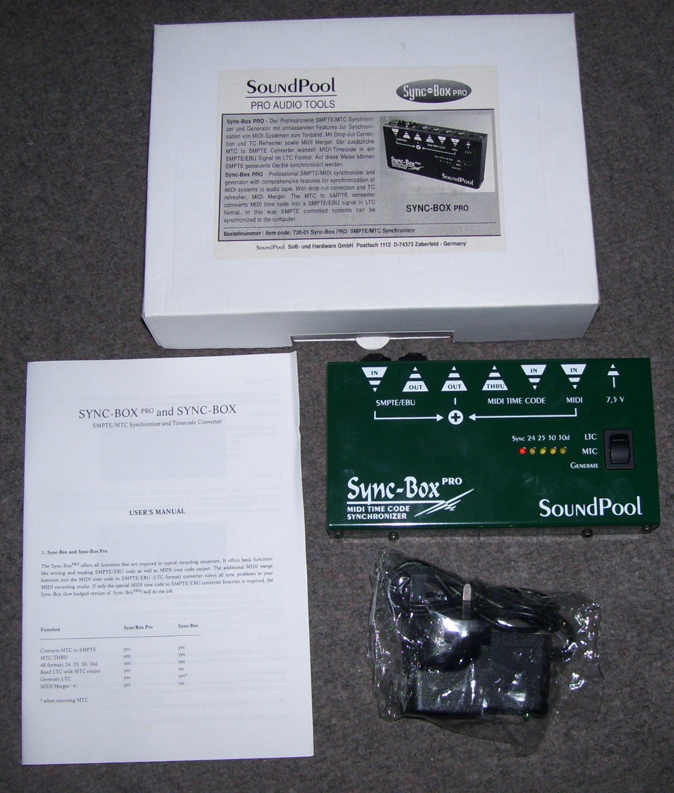 NEW Atari Falcon 030 Computer SoundPool SMPTE EBU Midi Time Code Sync-Box Pro