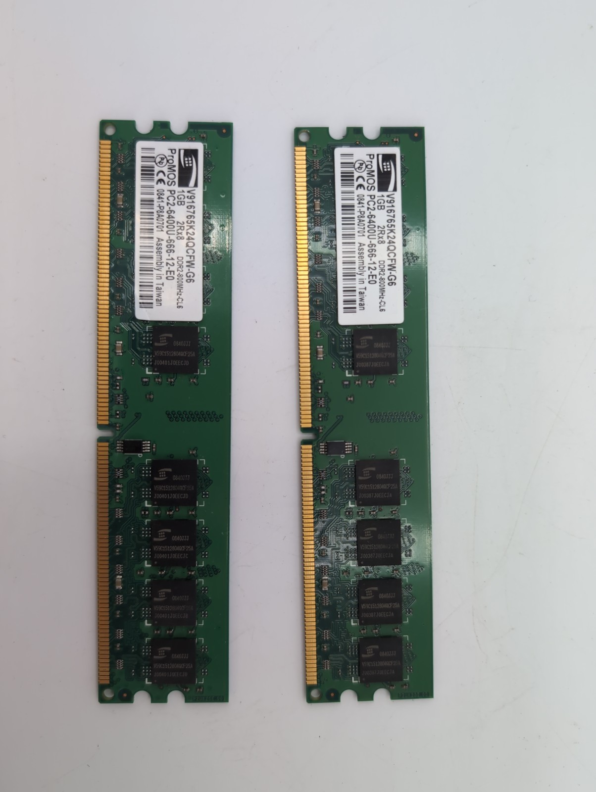 Lot of 2 ProMOS V916765K24QCFW-G6 1GB DDR2-800 PC2-6400U 2Rx8 RAM (Not Tested)