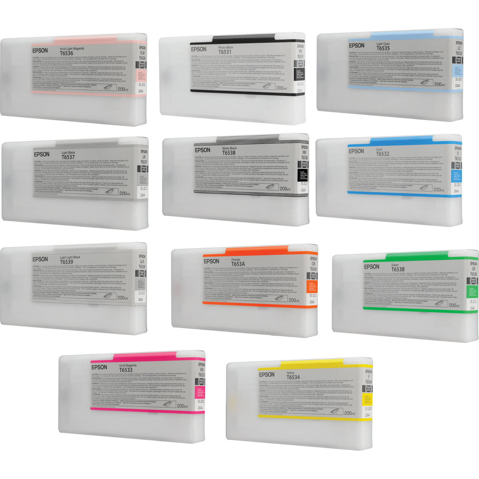 11 x Genuine Cartridges for Epson Stylus Pro 4900 200ml Each T6531 -T6539 Cartridge