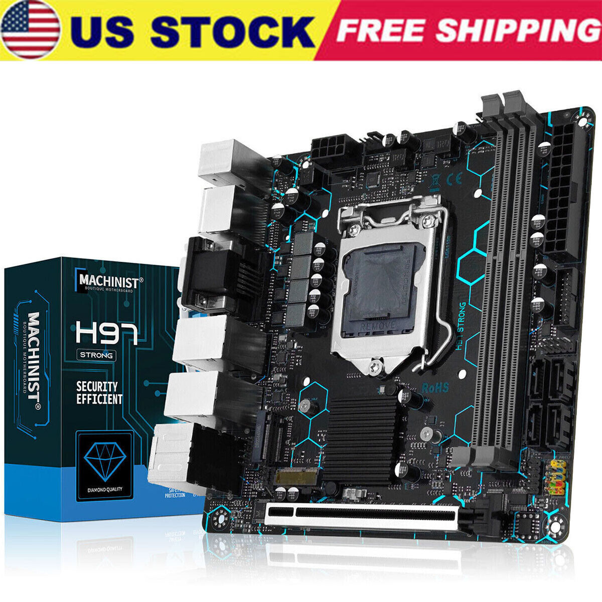 LGA 1150 Motherboard DDR3 USB 3.0 SATA 3.0 H97 STRONG RAM Dual LAN NVME/WIFI M.2