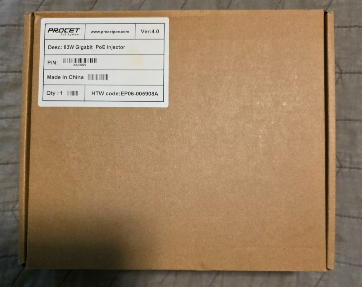 PROCET 83W Gigabit PoE Injector AA02026 (Brand New)