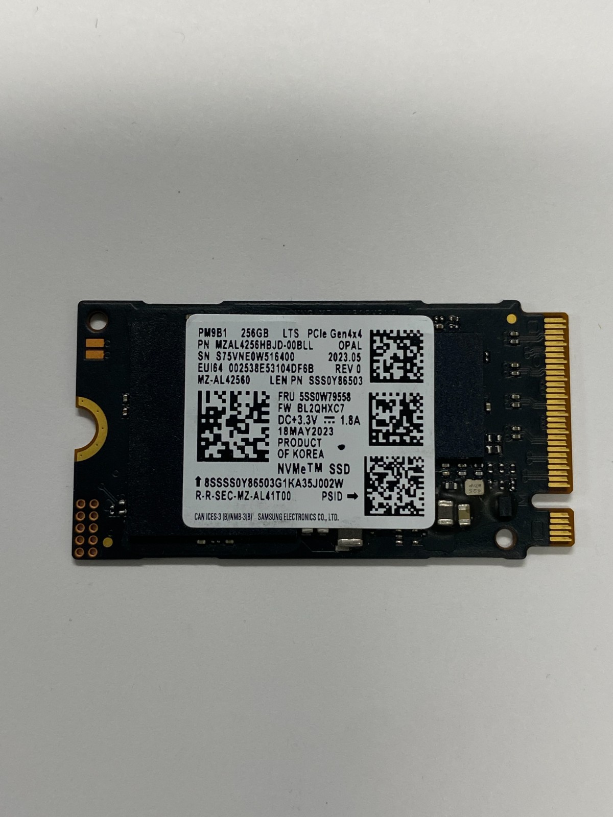 Samsung PM9B1 256GB SSD NVMe PCIe 4.0 Gen4 x4 MZ-AL42560 99% Health USED
