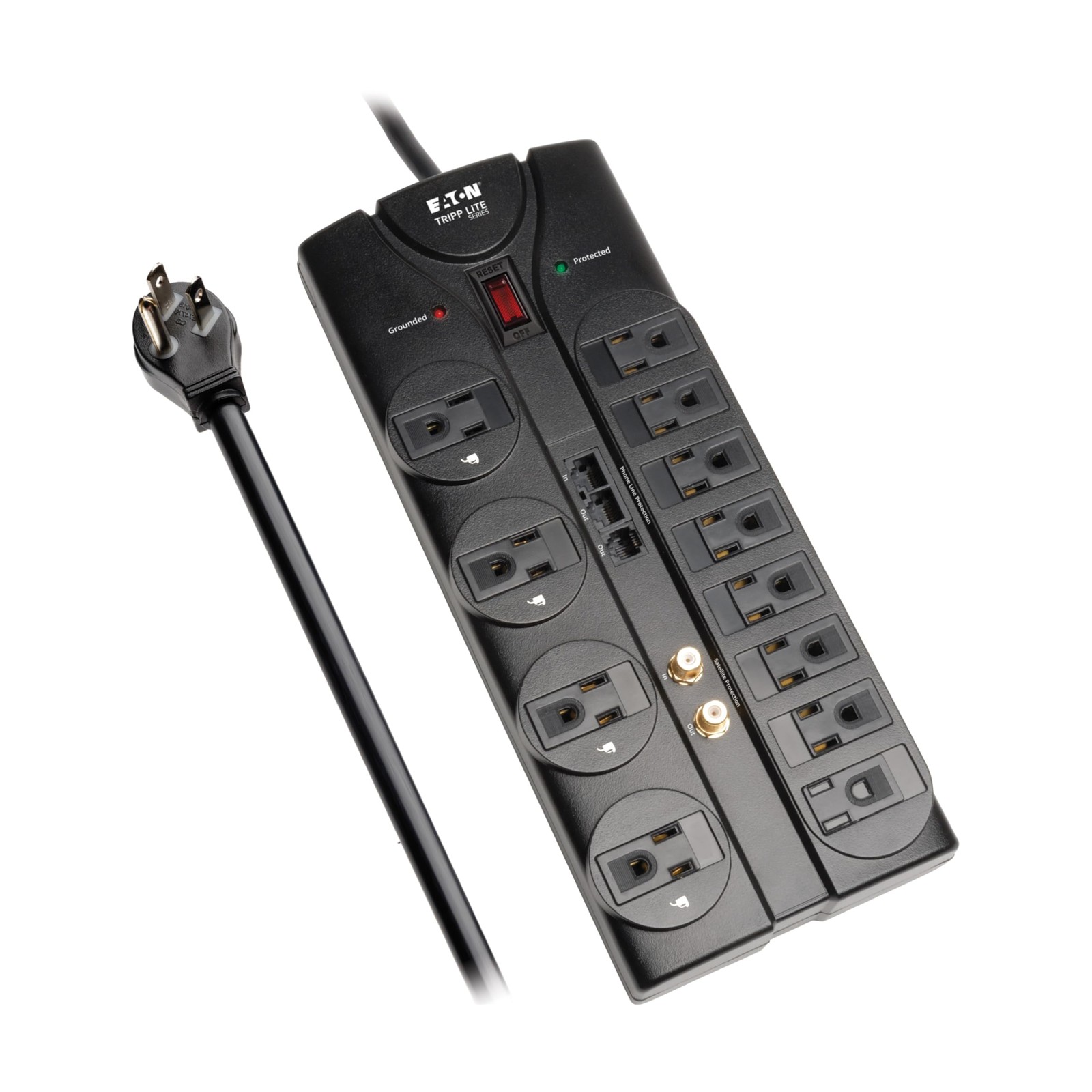 Eaton Tripp Lite Tlp1208Sat Home Theater Surge Protector Power Strip 12 Outlets