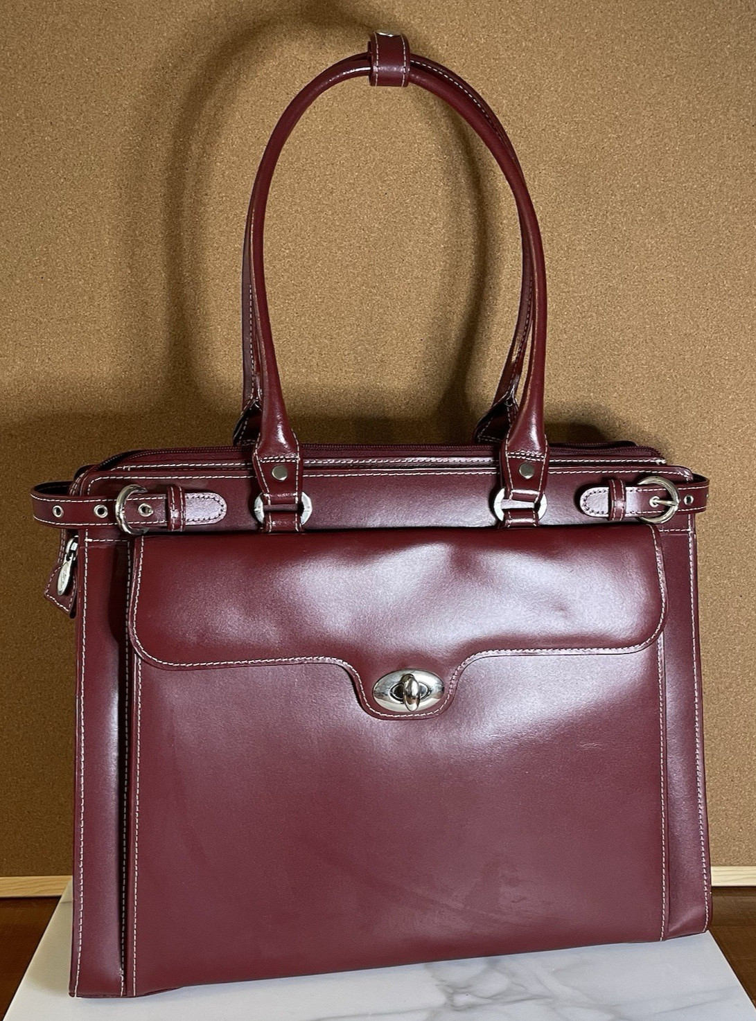 McKlein Winnetka 15" Leather Laptop Bag - Red, Genuine Leather