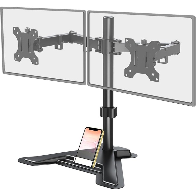 Ergonomic Dual Monitor Stand VESA Mount Adjustable Height Swivel Tilt Rotate 360
