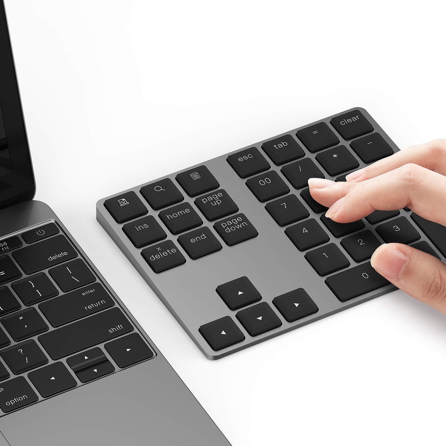 Lekvey Bluetooth Numeric Keypad Wireless Rechargeable Aluminum Number Pad Gray