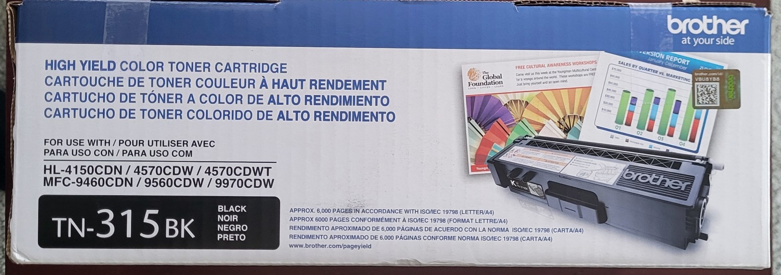 Brother TN315BK 6000 Page High-Yield Toner - Black Brand New, Open Box
