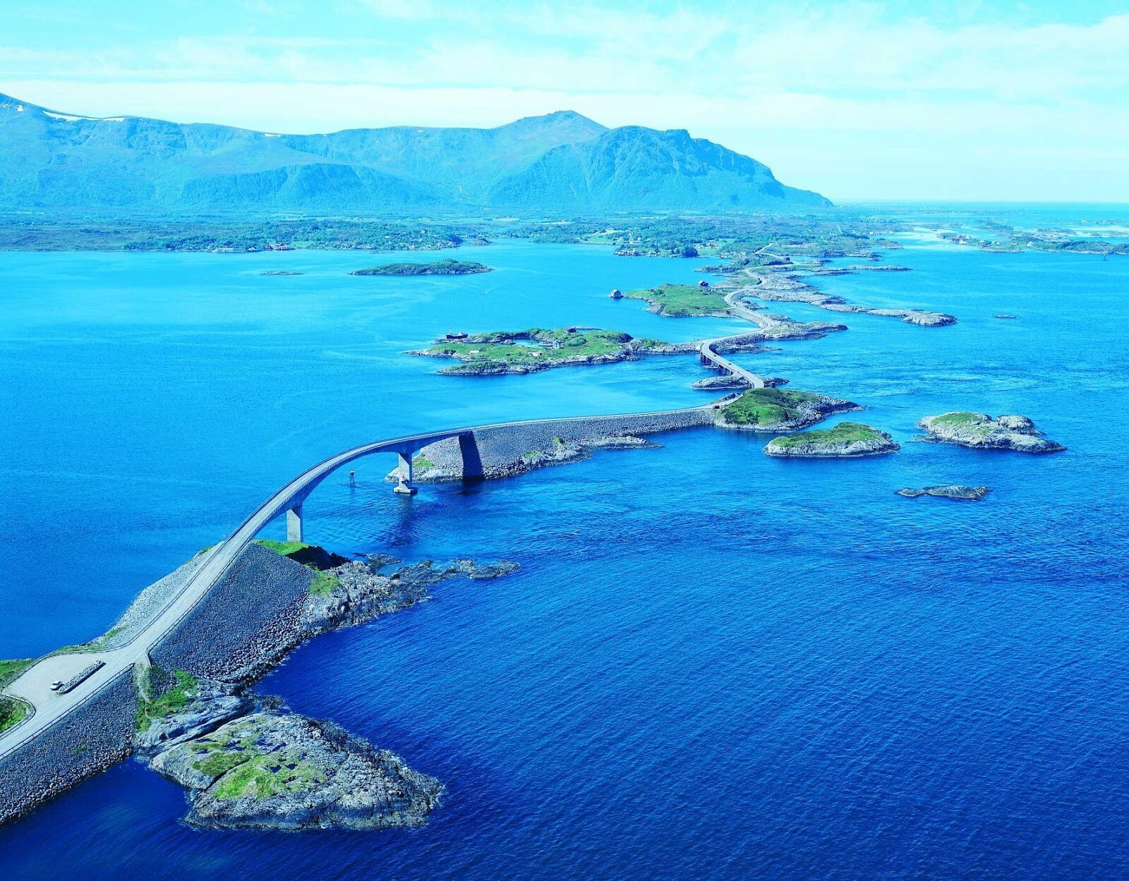 Landscape sea bridge architecture highway road norway Custom Gaming Mat Desk