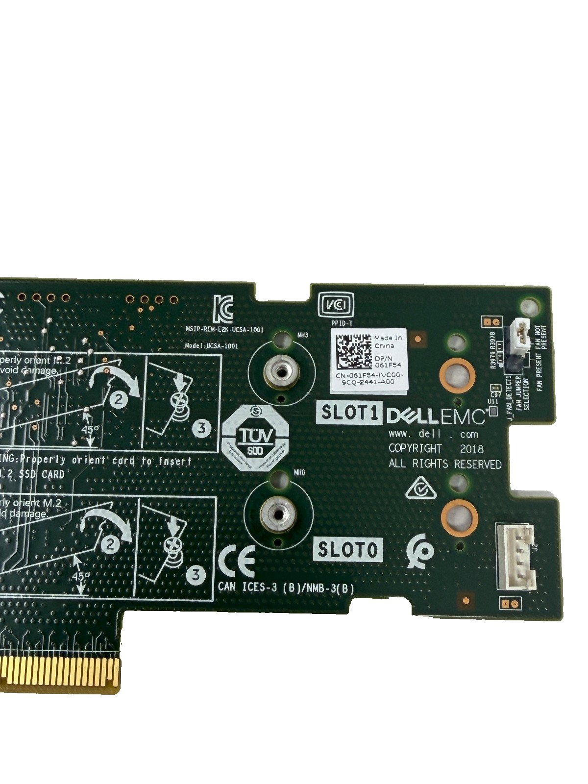 DELL BOSS-S1 2x M.2 SSD PCIe Storage Adapter Card 61F54 *NO M.2'S SCREWS*