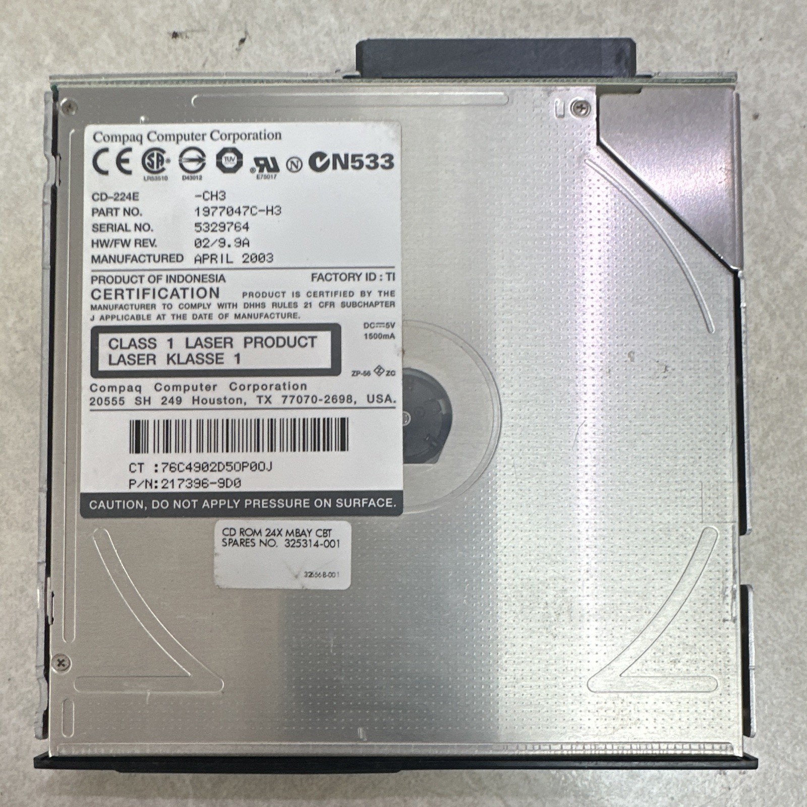 Compaq CD-224E Internal Laptop CD-ROM Drive 24x Silver 1977047C-H3