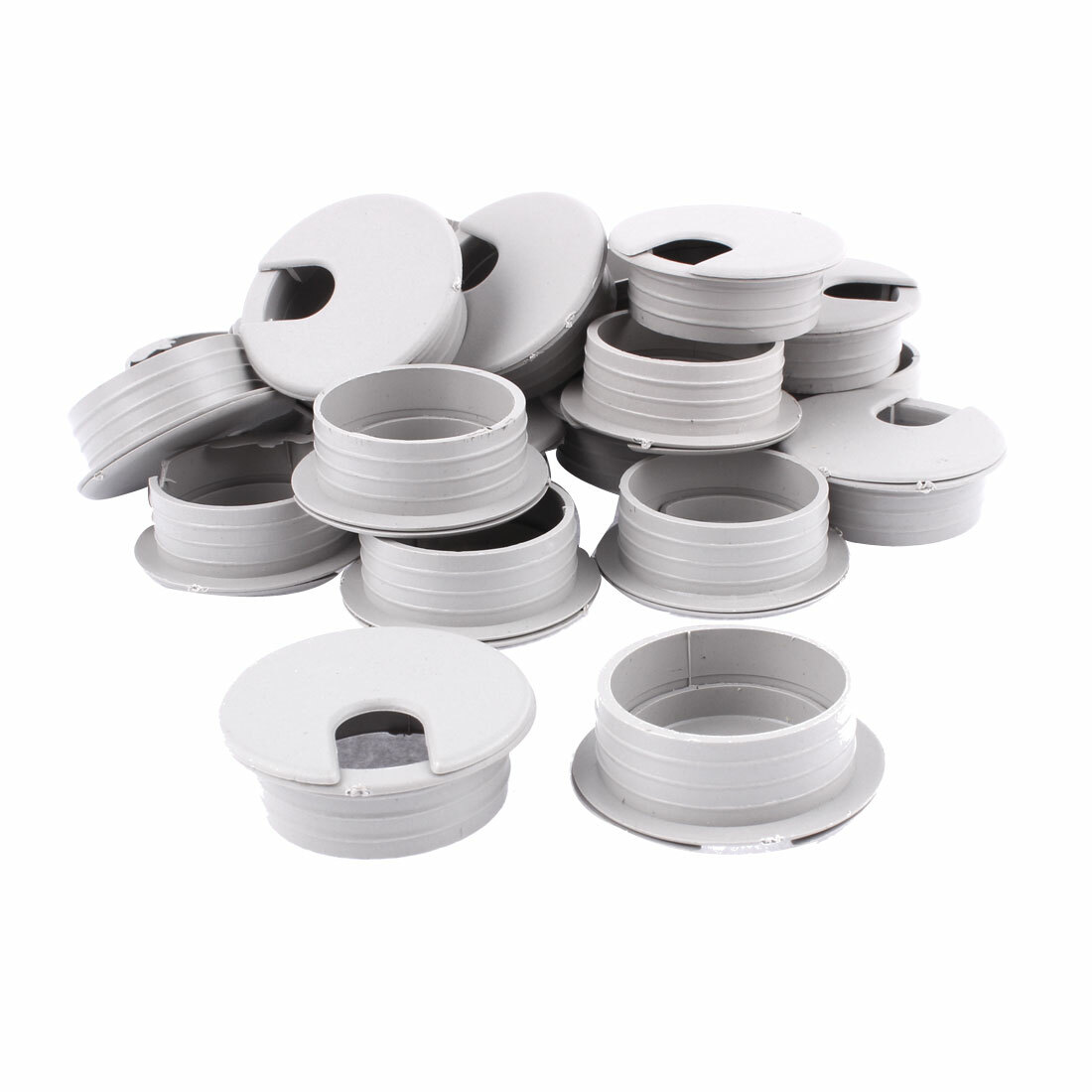 35mm Dia PC Computer Desk Table Plastic Grommet Wire Cable Hole Cover Gray 24pcs