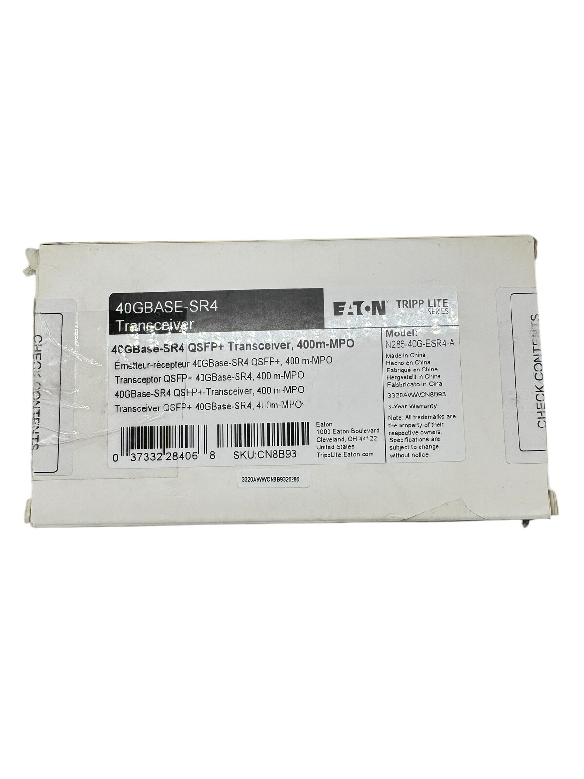 Tripp Lite Eaton Series QSFP-40G-SR4 Arista Compatible 