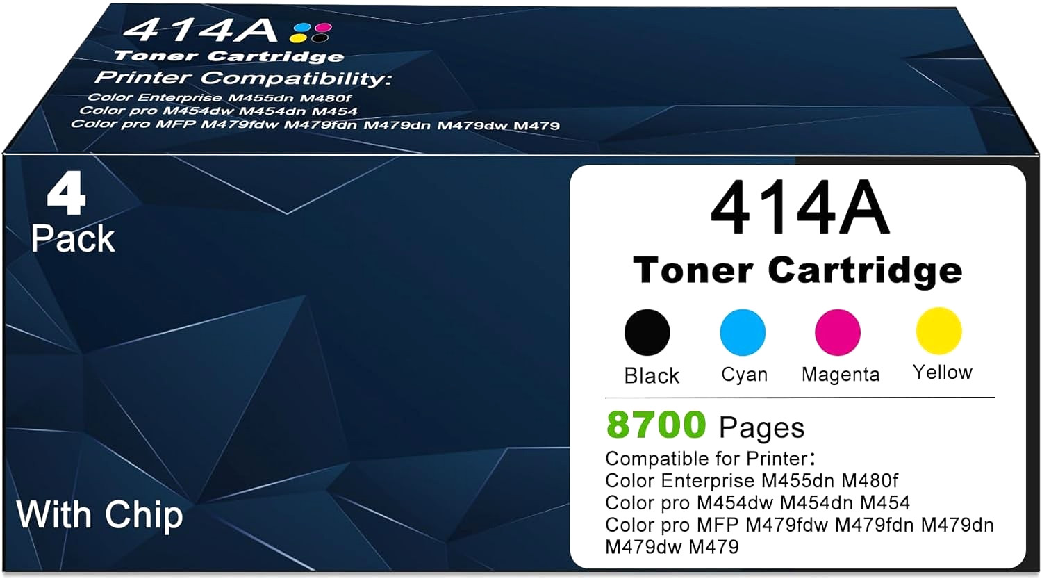 Toner Cartridges for HP 414A 414X Color LaserJet Pro MFP M479 M454 Enterprise