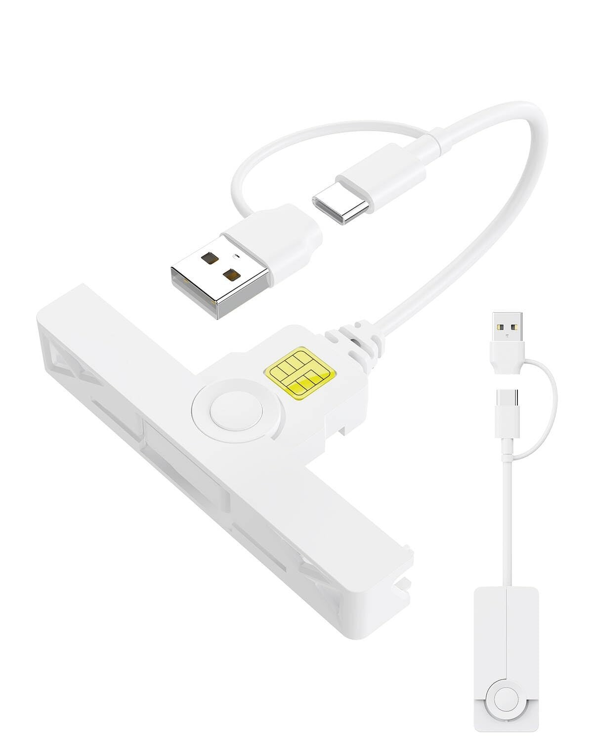 Rocketek CAC Card Reader USB-C + USB-A, Foldable Smart Card Reader for SIM &
