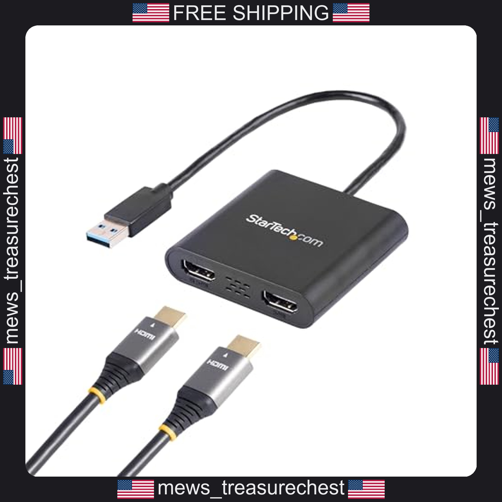 StarTech USB 3.0 to Dual HDMI Adapter 4K 30Hz and 1080p 60Hz Windows