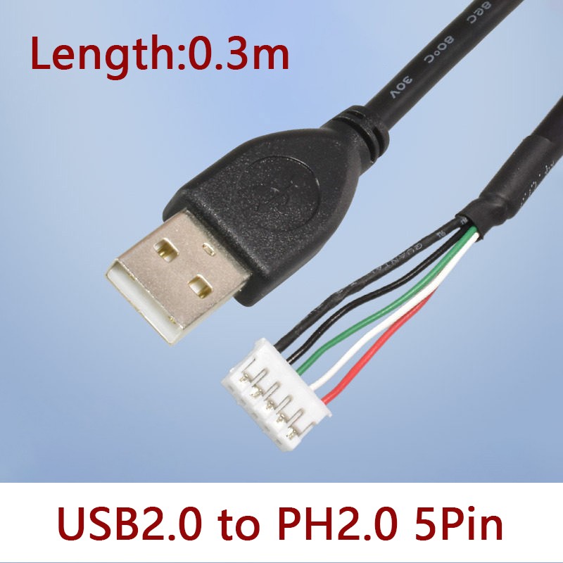 USB 2.0 A Male to PH2.0 5Pin Cable JST 2.0mm Pitch Wire Harness Adapter 0.3m