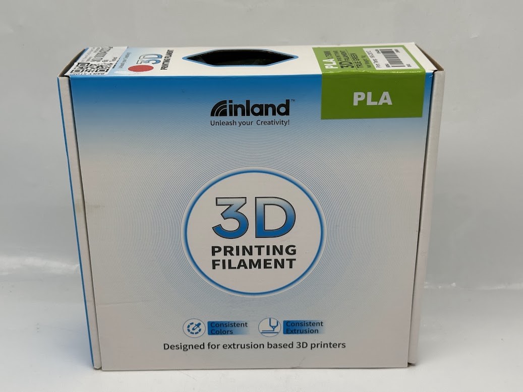 Inland 1.75mm PLA 3D Printer Filament 1.0 kg (2.2 lbs) Cardboard Spool - Green
