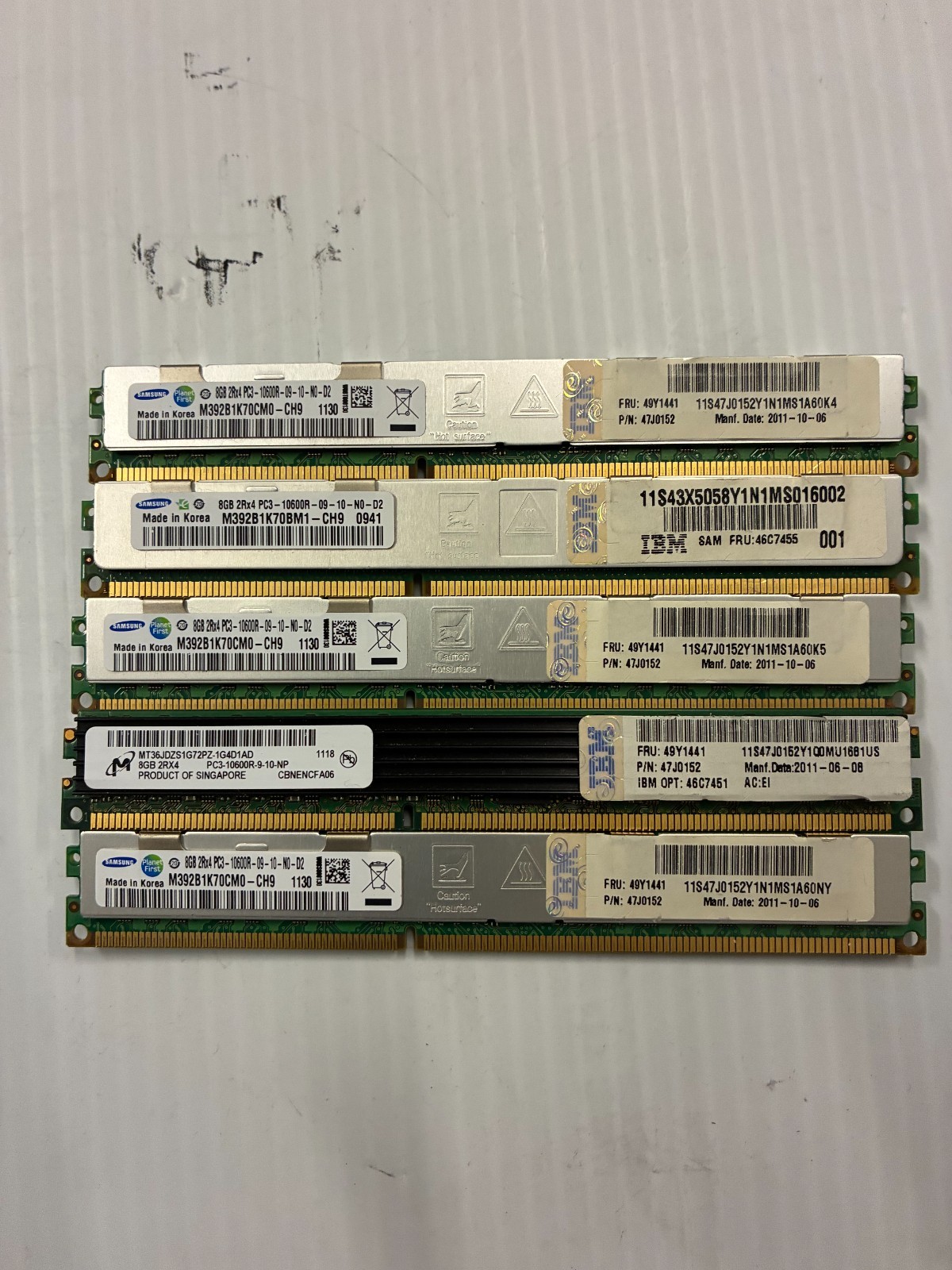 LOT OF 56 Samsung 8GB DDR3-1333 PC3L-10600R ECC REG Server RAM LOW PROFILE IBM
