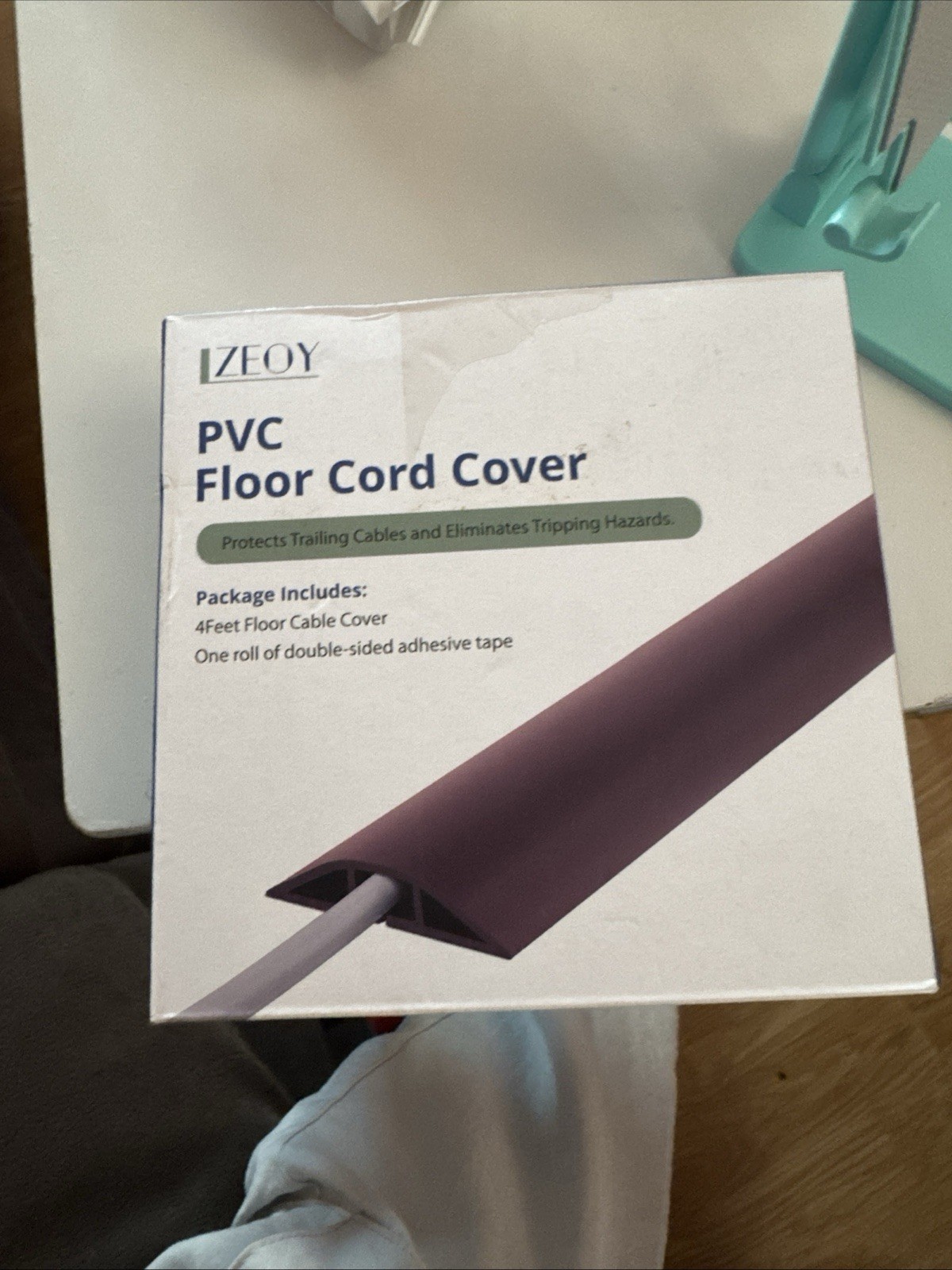 PVC Floor Cord Cover 4 Foot Long Gray