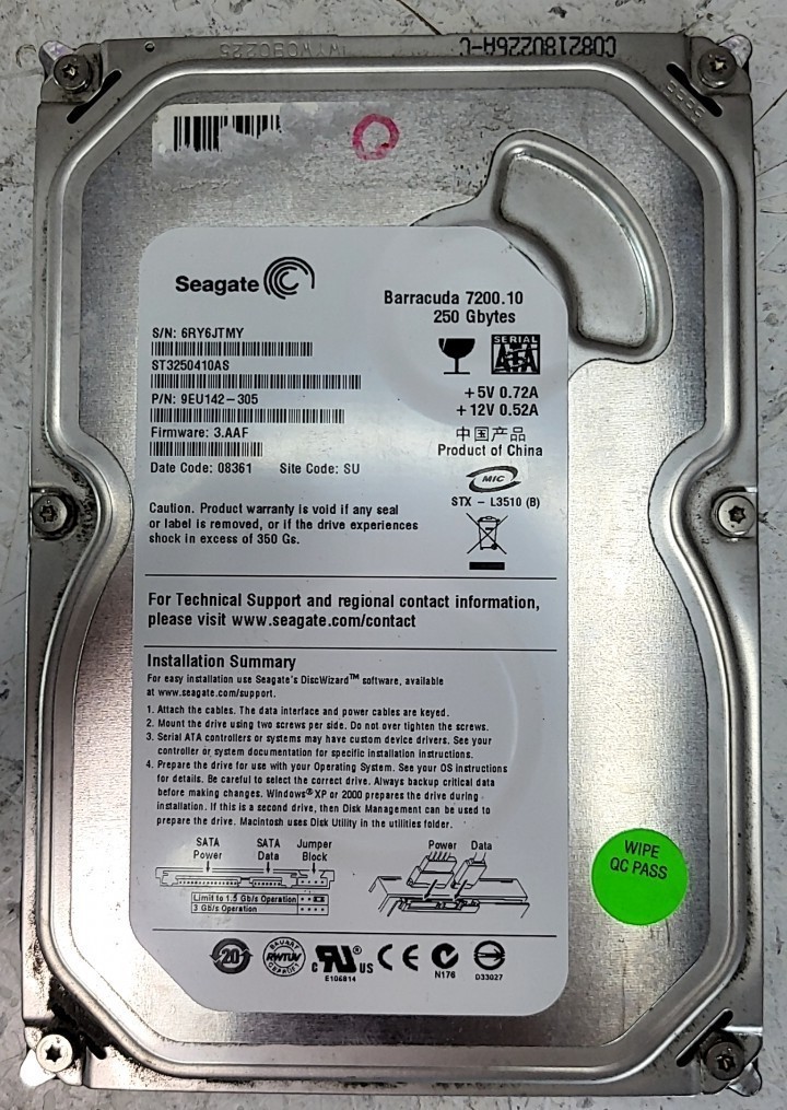 Seagate ST3250410AS Hard Drive 250GB 3.5" SATA