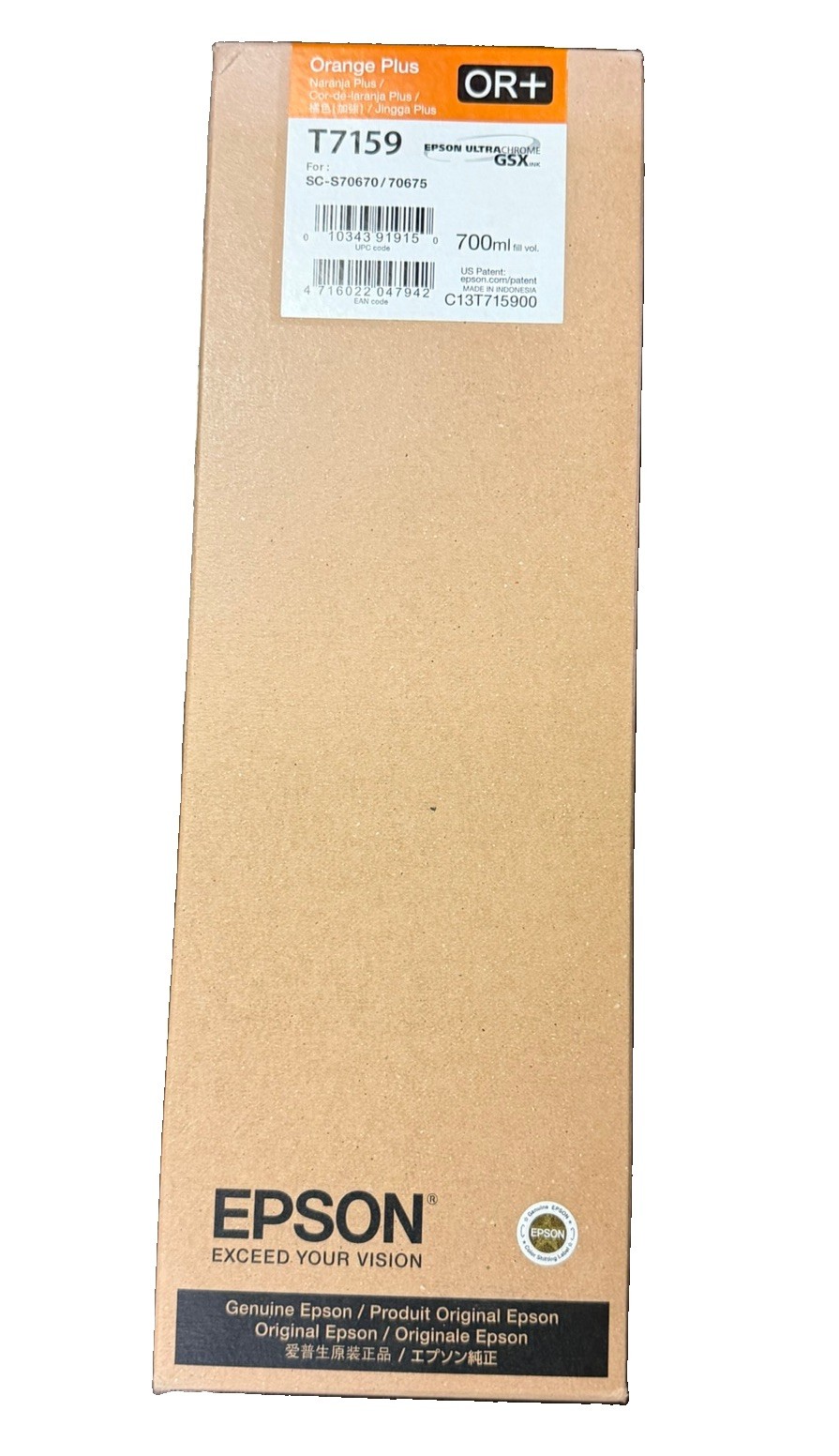 2023 GENUINE EPSON T7159 ORANGE PLUS INK SURECOLOR SC-S70670 S70675 700ml SEALED