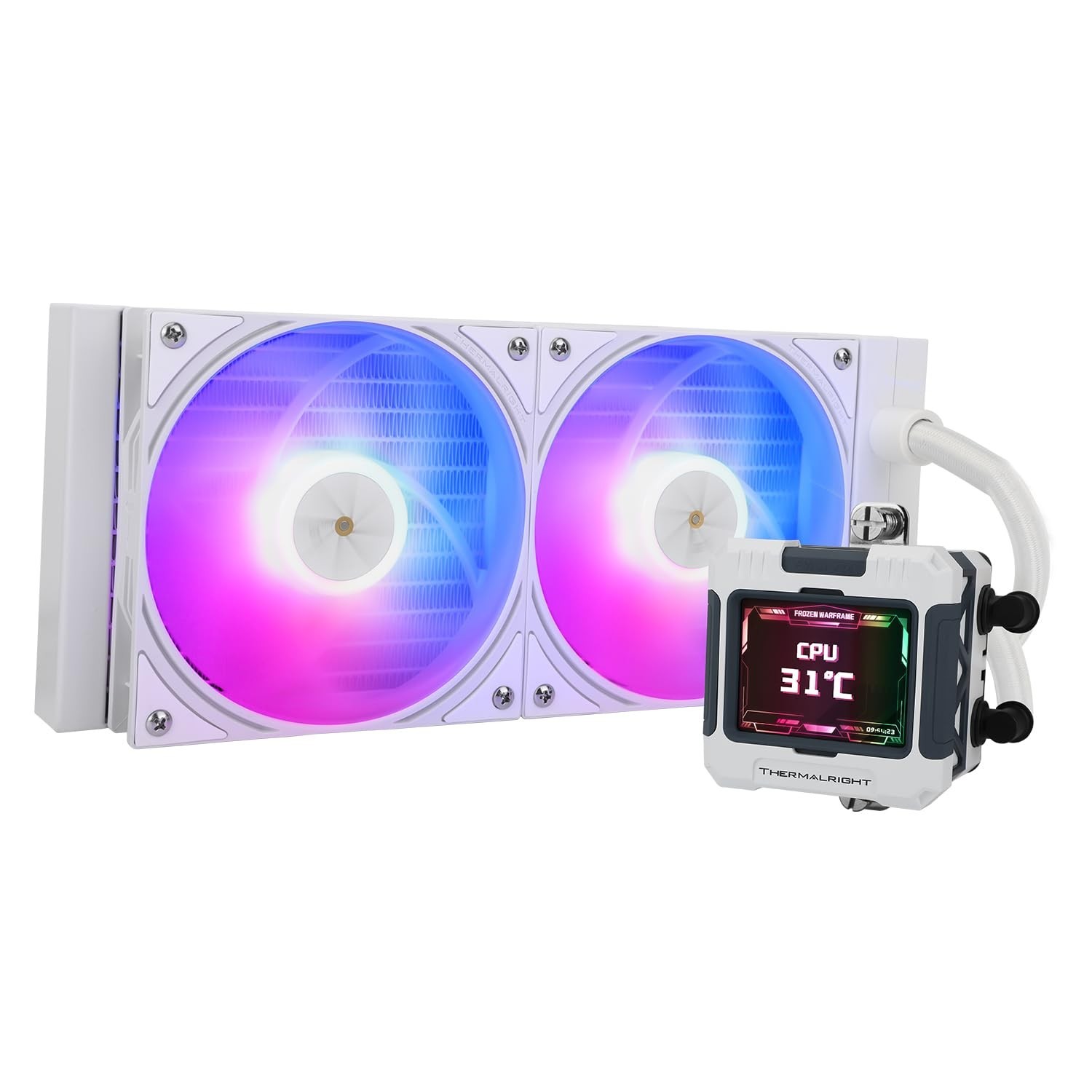 High-Performance ARGB Liquid CPU Cooler, 240mm AIO, IPS LCD, 2 PWM Fans, AMD/Int