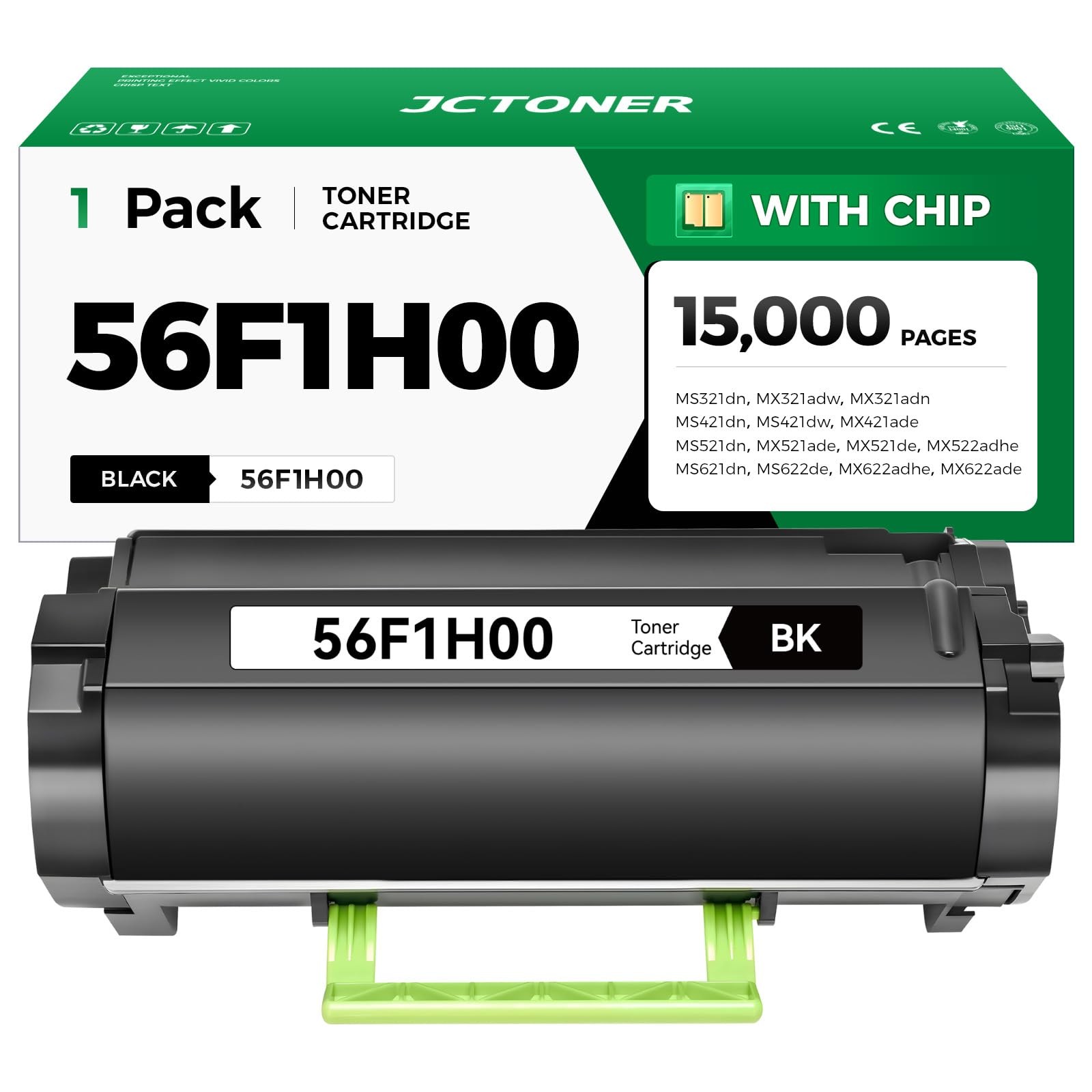 56F1H00 Toner Cartridge Black with Chip Compatible for Lexmark MS321dn MS421dn
