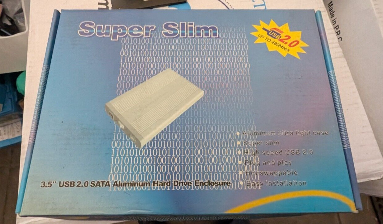 US 3.5 Inch SATA Hard Drive Enclosure USB 2.0 External Case SILVER 500 gig
