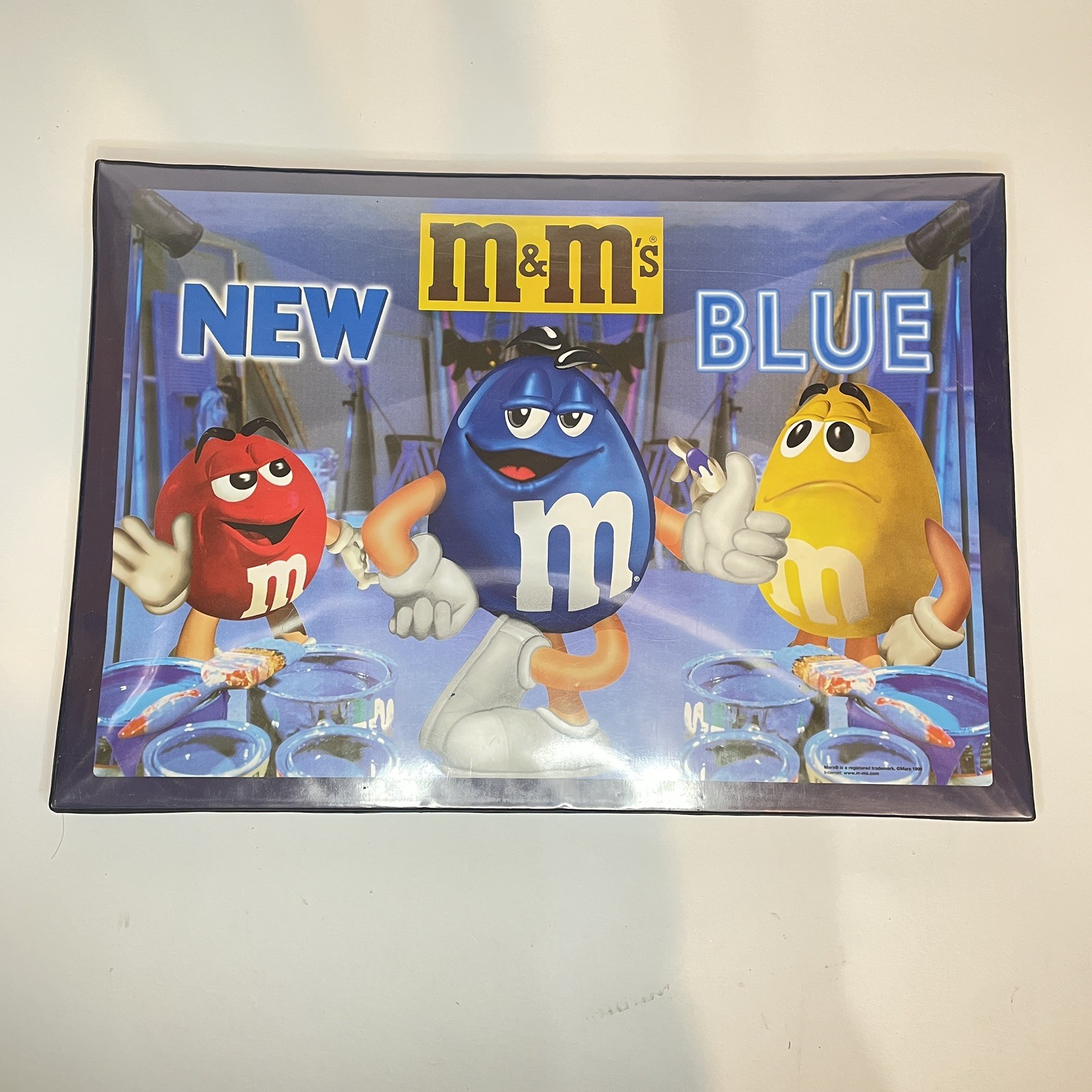 Vintage 1995 M&M's 'New Blue' Promotional Placemats - Set of 4 Great Condition