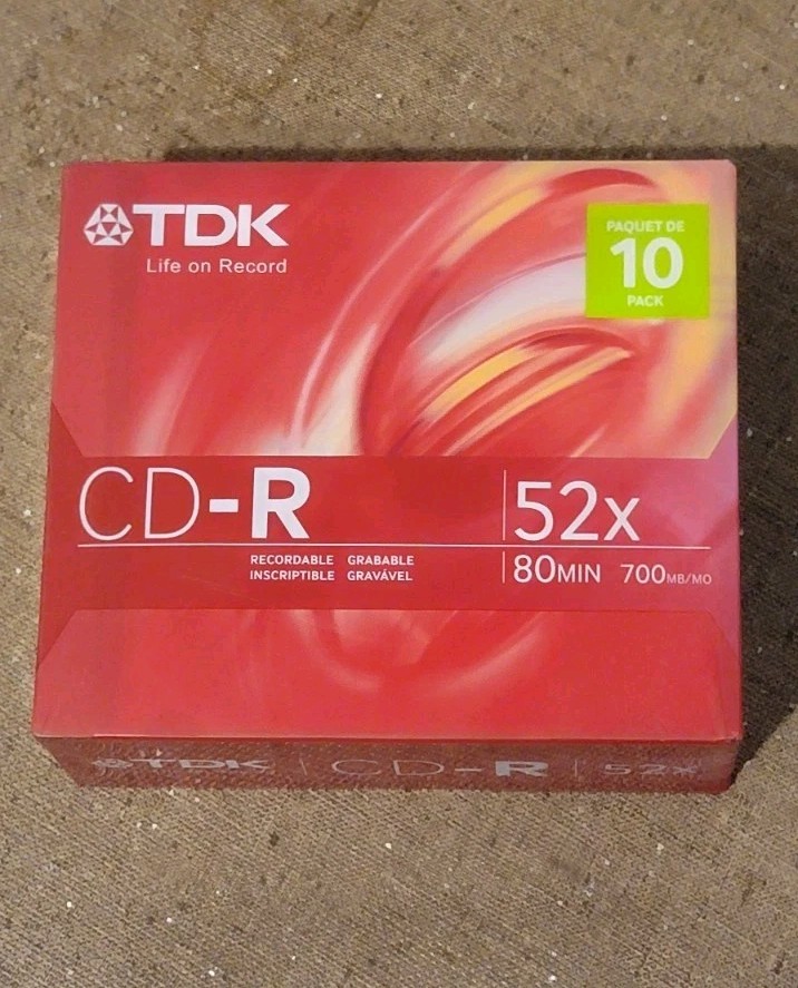 TDK CD-R 52X 80min 700MB Slim Case 10PK New And Factory Sealed 