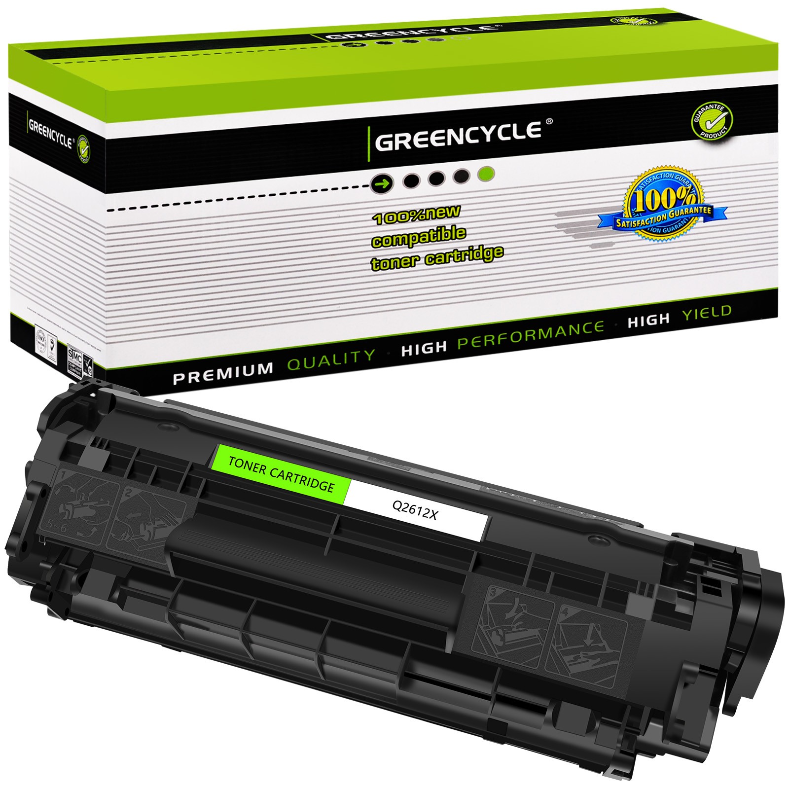 GREENCYCLE Q2612X 12X Toner Cartridge For HP LaserJet 1010 1012 1015 1018 1020
