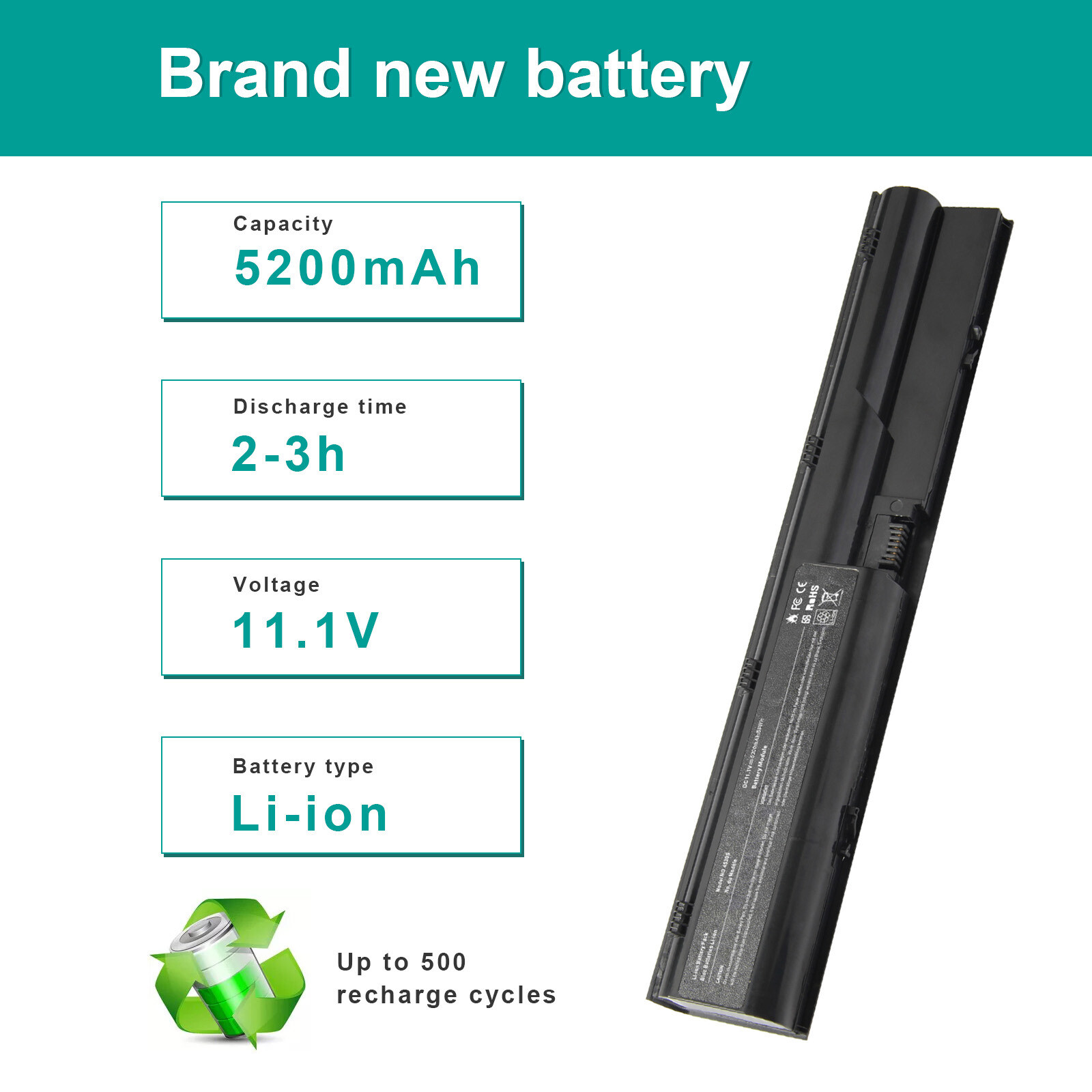 633805-001 Battery for HP ProBook 4540S 4530S 4440S 4430S 4540S Series 5200mAh