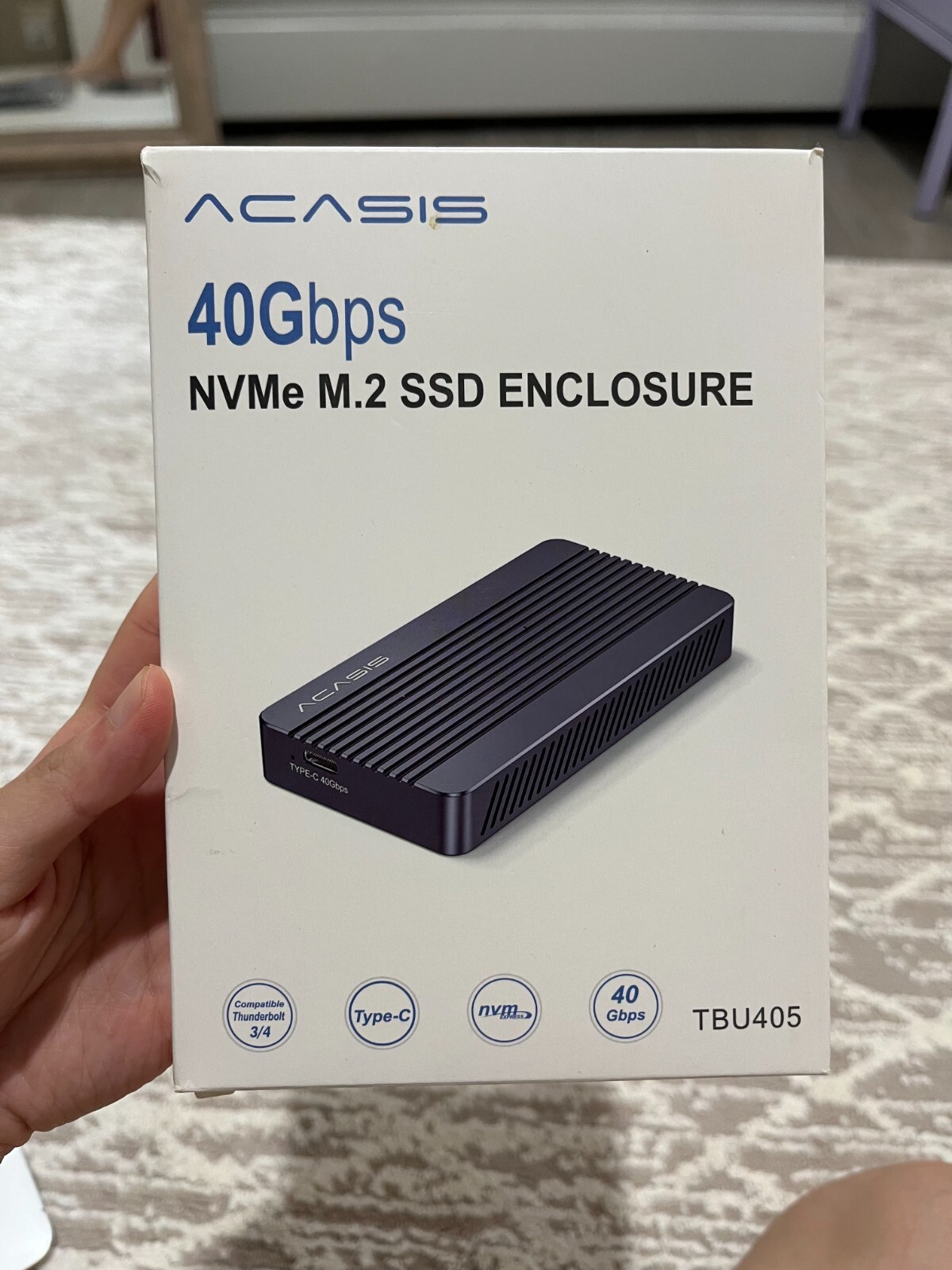Acasis 40Gbps M.2 NVMe SSD Enclosure Compatible with TB3/4USB4.0/3.2/3.1/3.0/2.0