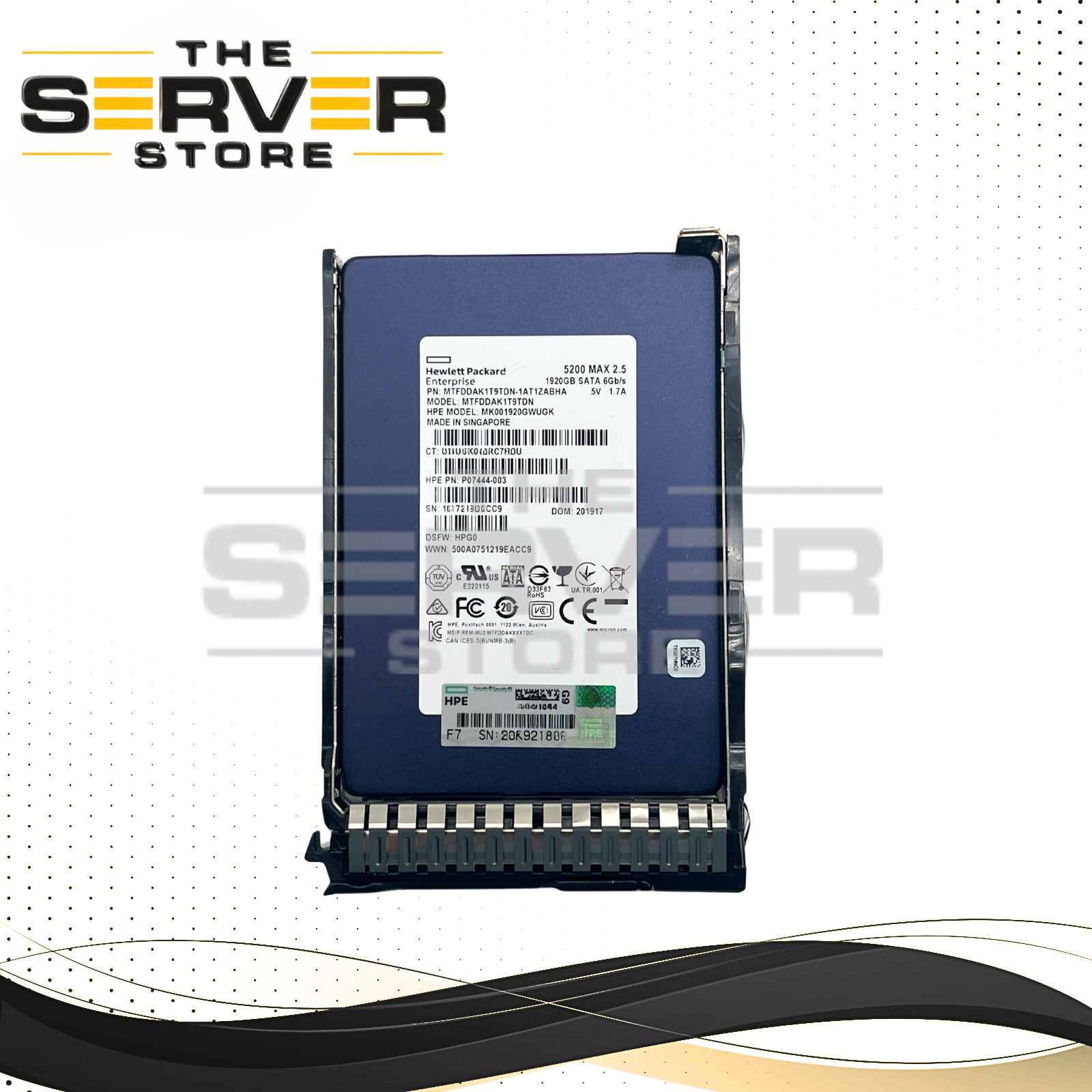 HPE 1.92TB SATA 6G MU SFF SC 2.5" SSD 5200 MAX P07930-B21 P08694-001 P07444-003
