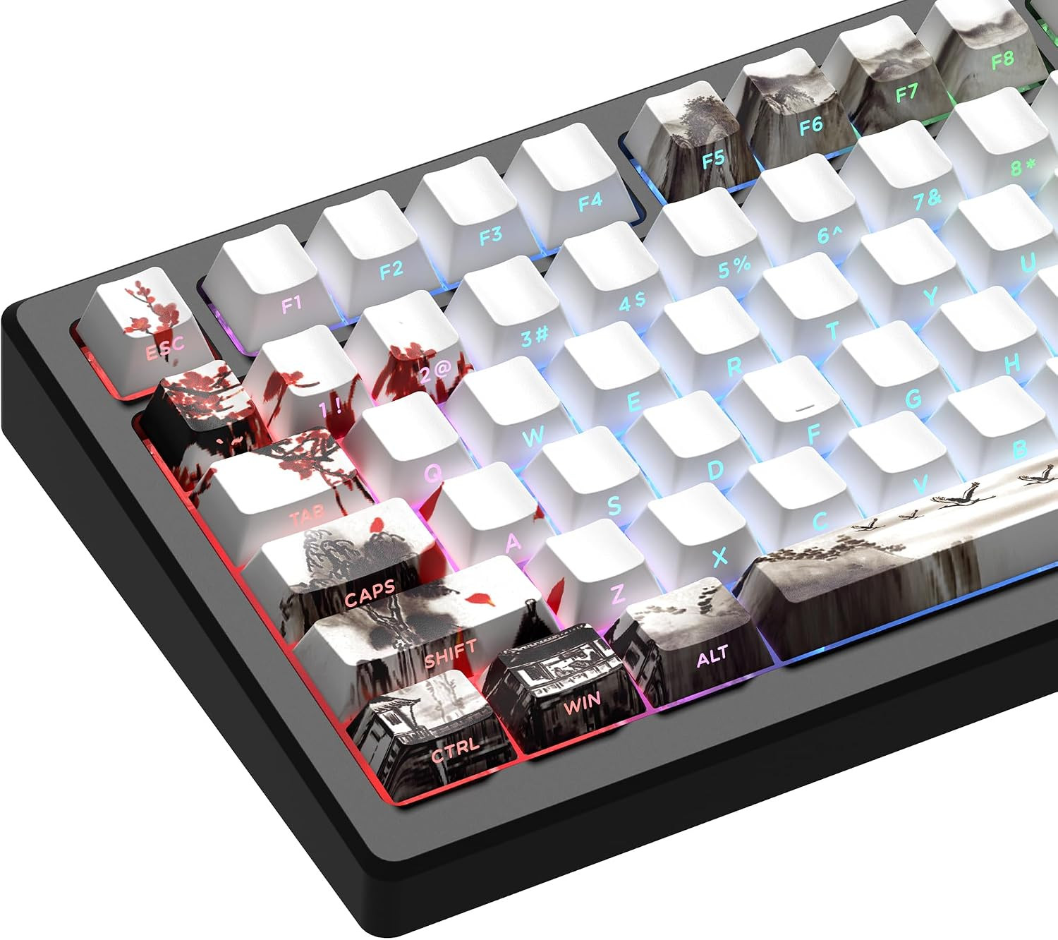 XVX PBT Keycaps, Custom Keyboard Keycaps 60 75 100 Percent, Shine through Cherry
