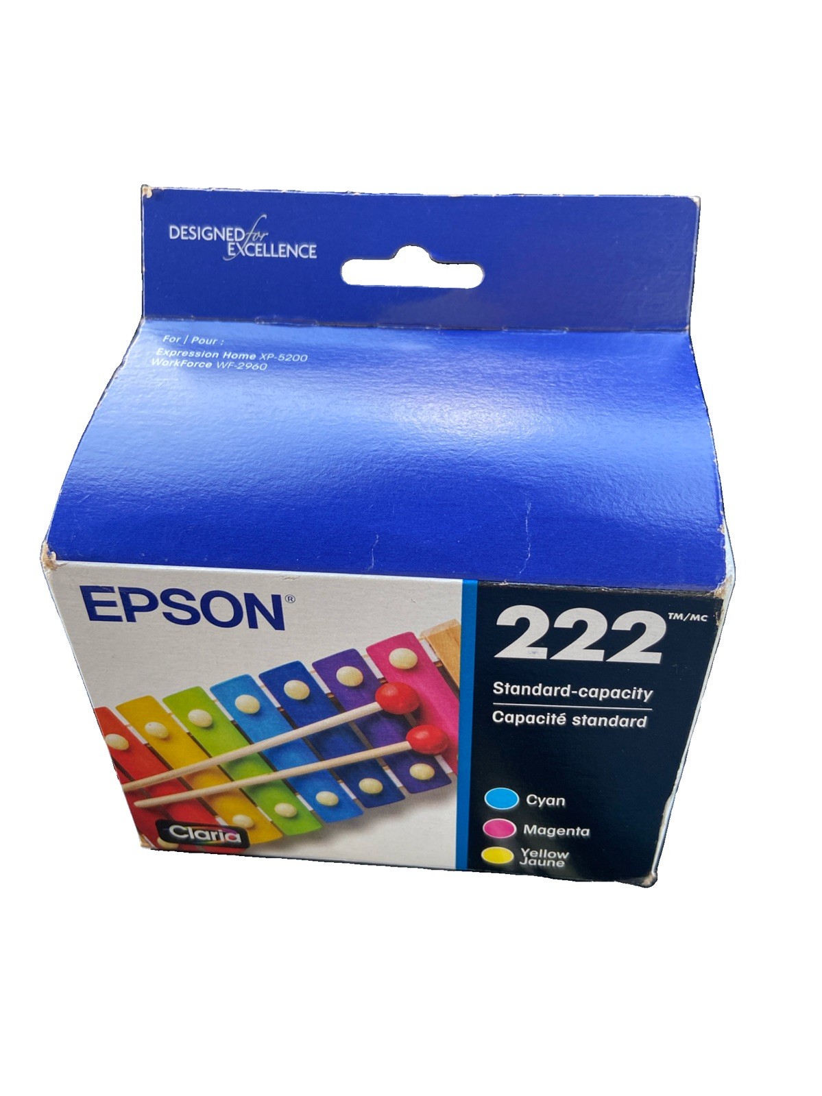 Genuine Epson 222 Ink Cartridge Black Cyan Magenta Yellow Combo Pack Exp 5/29