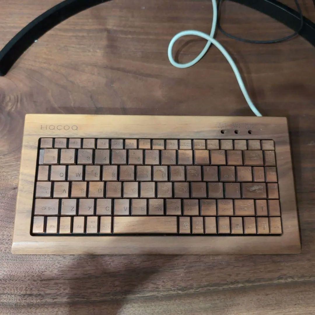 Hacoa Natural Wood Wired USB Keyboard 89 Maple Walnut Laser-Engraved From Japan