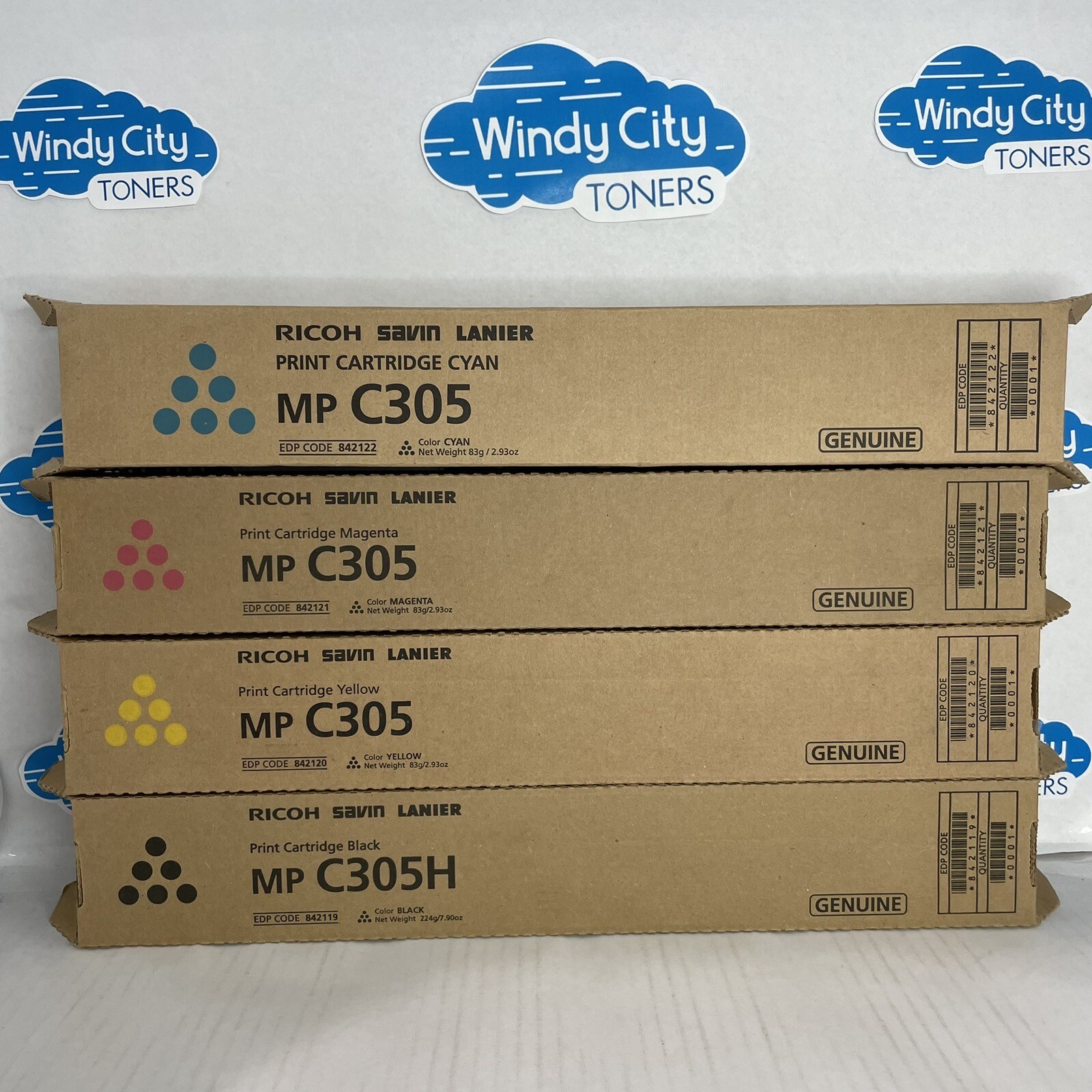 Ricoh Aficio MP C305 Complete Toner Cartridge Set 842119 842120 842121 842122
