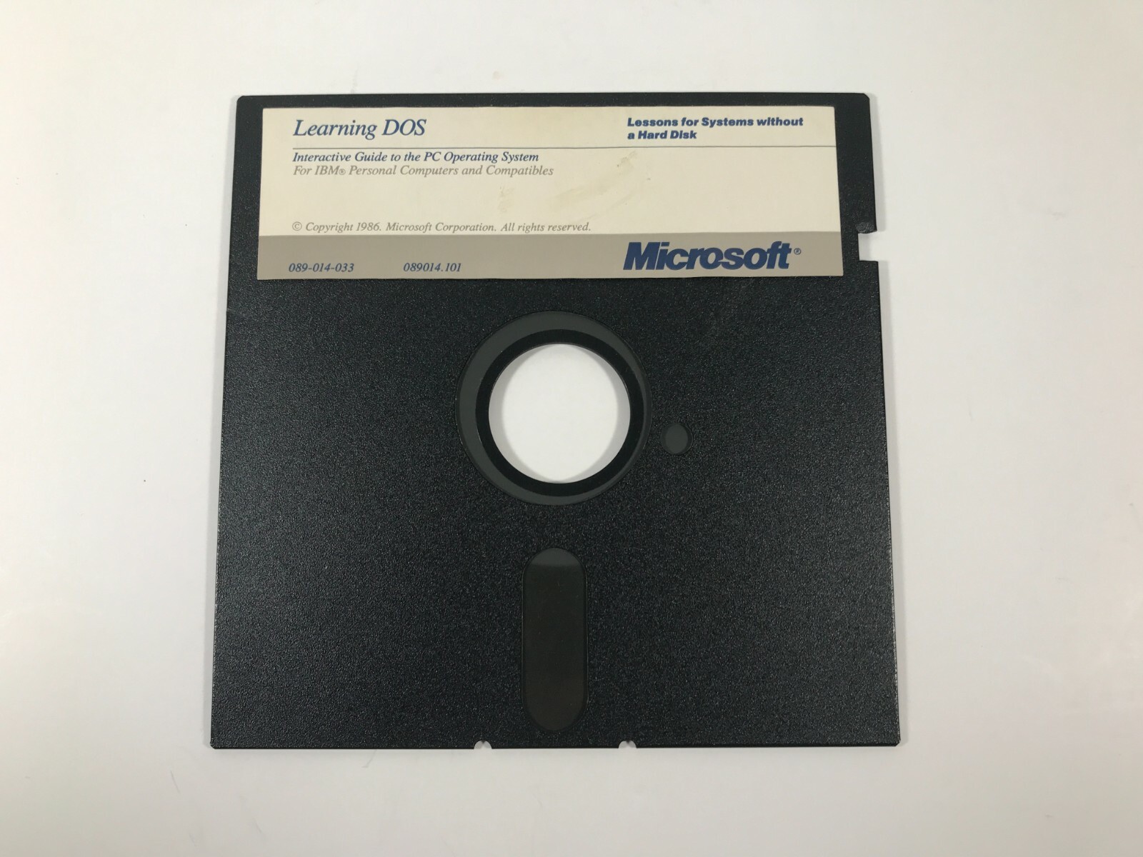 Vintage 1986 Microsoft Learning DOS - 5.25" Floppy Disc - Interactive Software