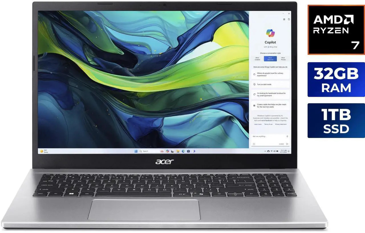 Acer Pre-Owned ACER AG15-21PT-R79L Aspire 15.6 in FHD Ryzen 5 7520U 512GB SSD