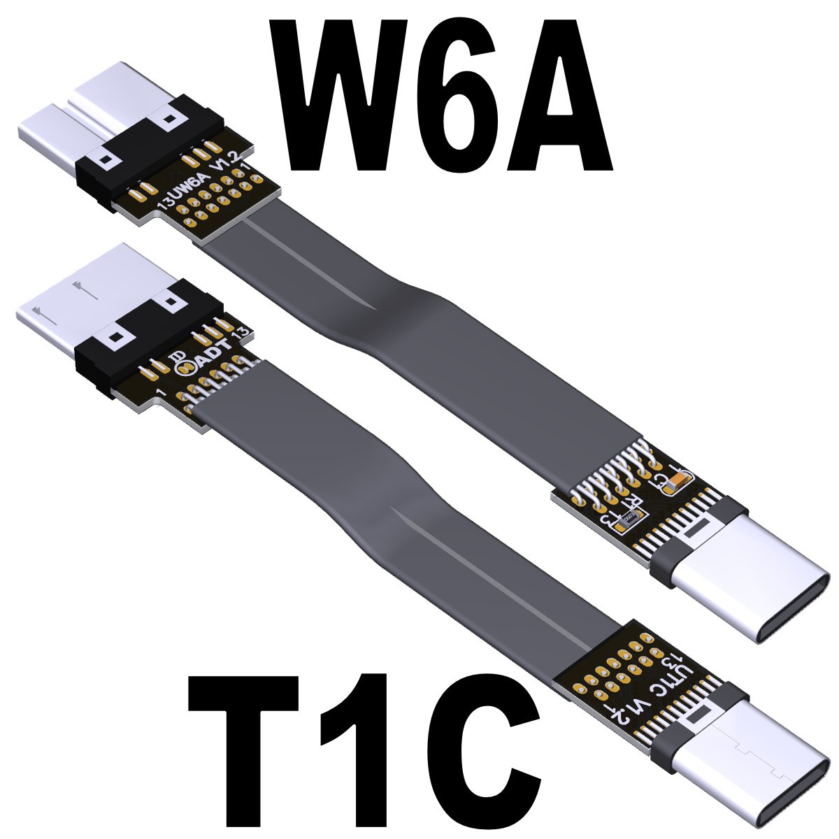 ADT USB3.0 Male-to-Male Flat Data Extension Line Type-C to Micro-B Curved Angle