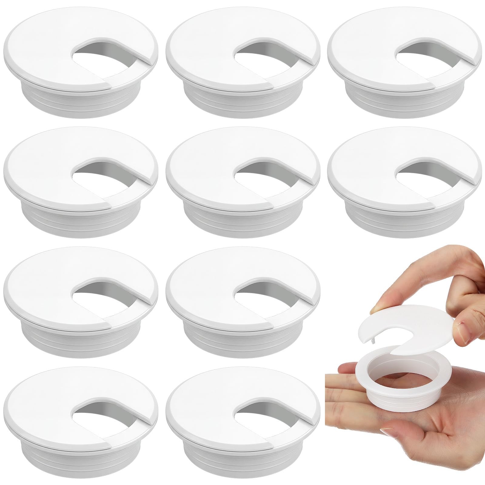 10 Packs Desk Grommet Plastic Cable Hole Cover to Arrange Wires & Cords PC De...