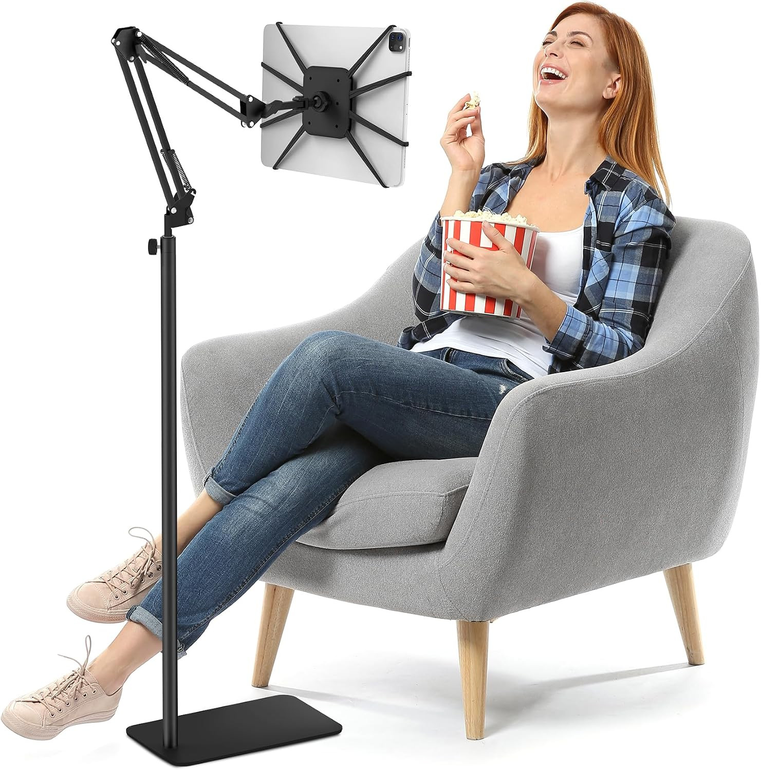 Tablet Floor Stand with Metal Base, Tablet Holder for Bed, Ipad & Kindle |