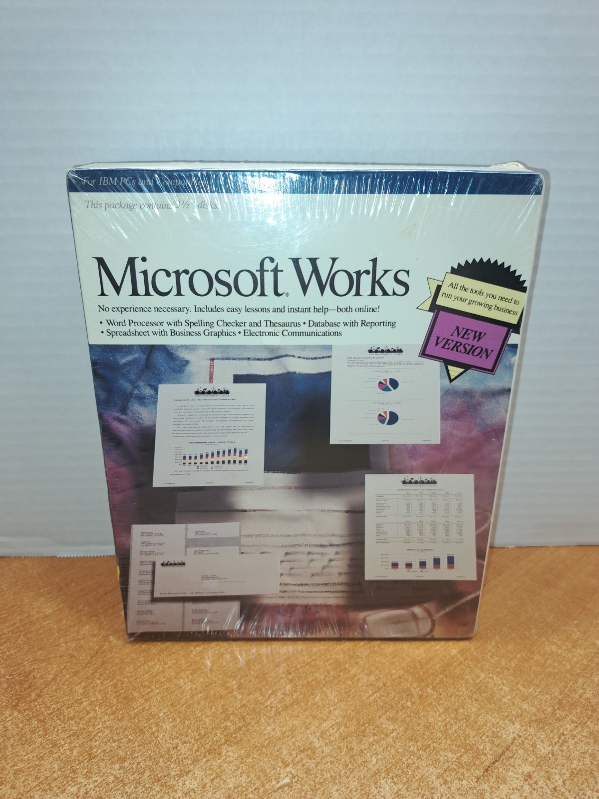 Microsoft Works Version 2.0 on 3.5" Floppy Disks for IBM PCs Ms-Dos New NOS 1989