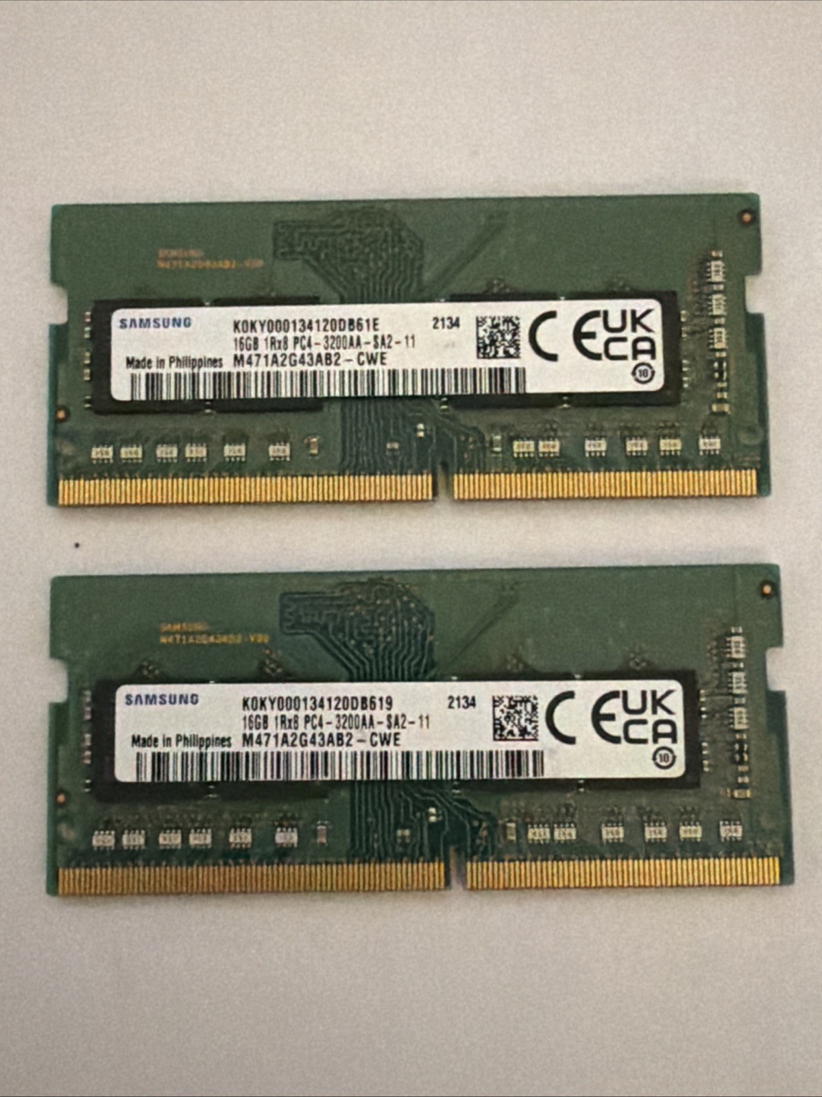 SAMSUNG 32GB 2x16GB 1Rx8 PC4 3200AA-SA2-11 M471A2G43AB2-CWE