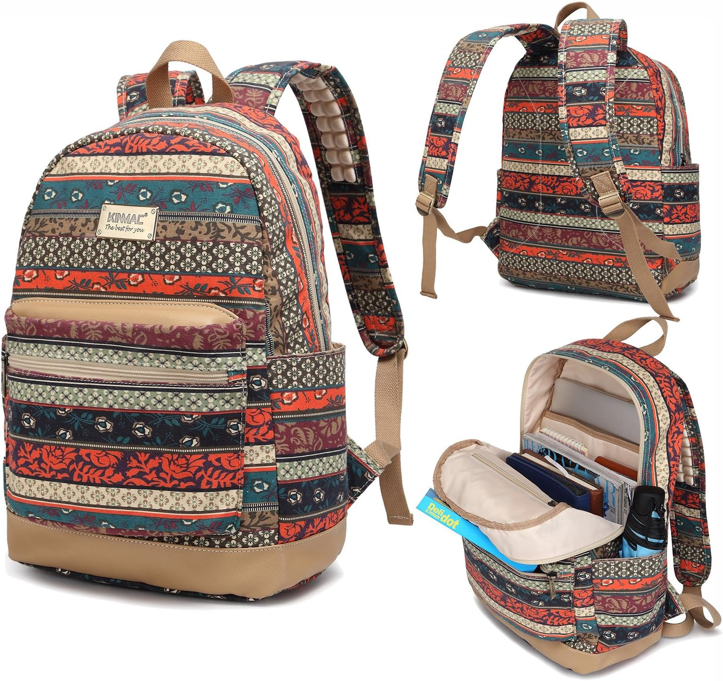 Kinmac New Bohemian Laptop Backpack with Massage Cushioned Straps Trav