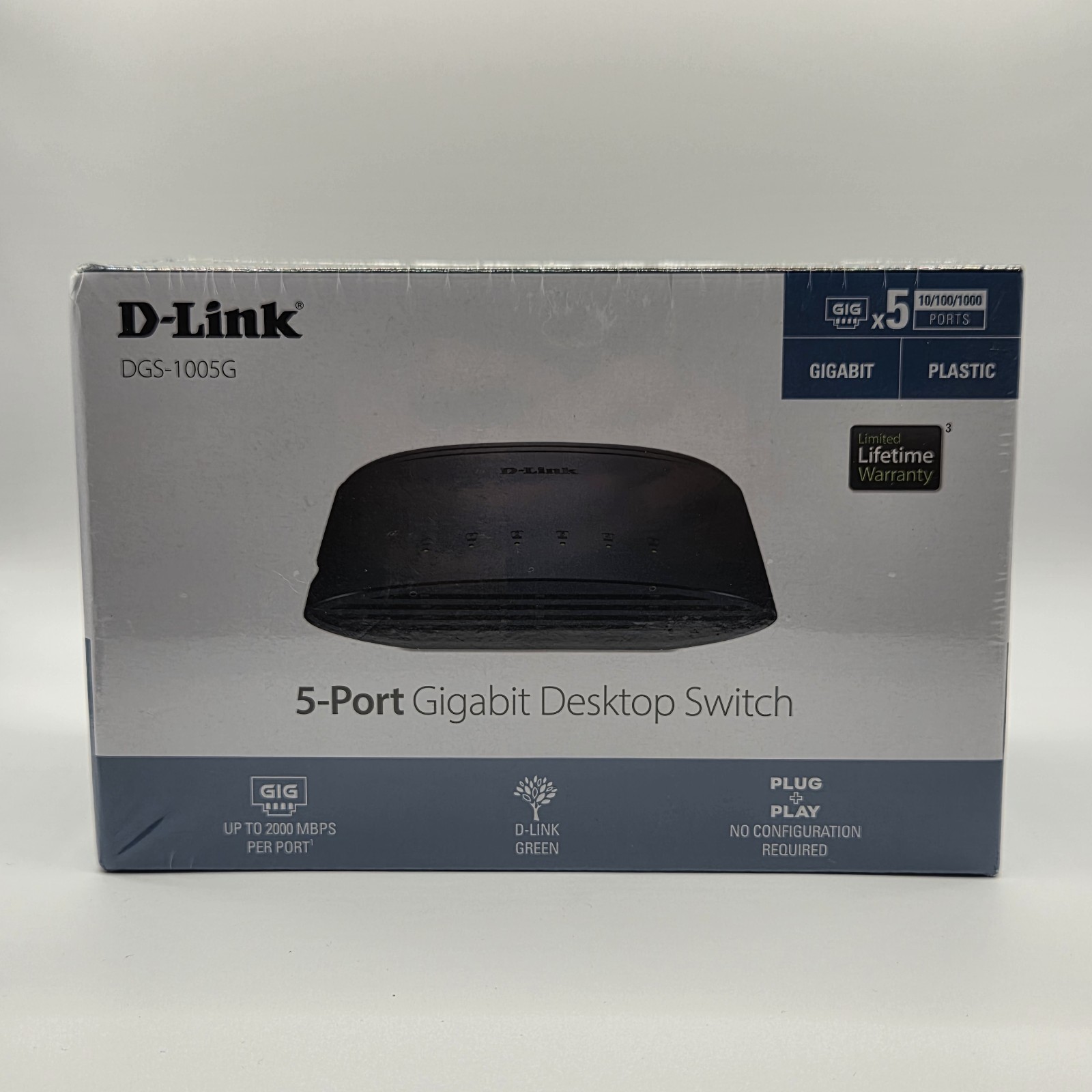 D-Link DGS-1005G 5-Port Gigabit Desktop Ethernet Switch Plug & Play NEW Sealed