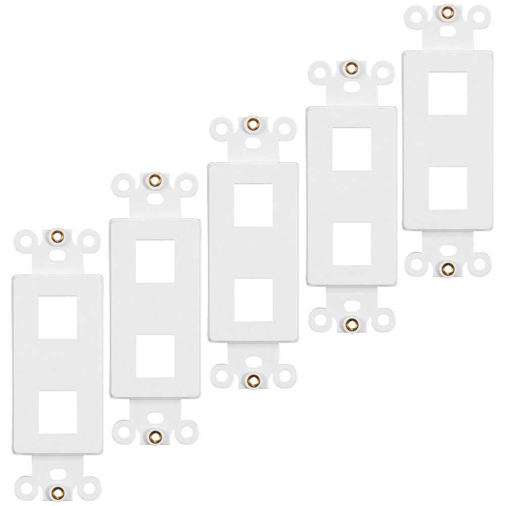 5x 2 Hole Port Keystone Jack Insert Decora Style Wall Plate Modular 1-Gang White